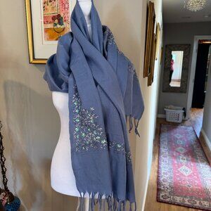 Blue Sequined Long Scarf